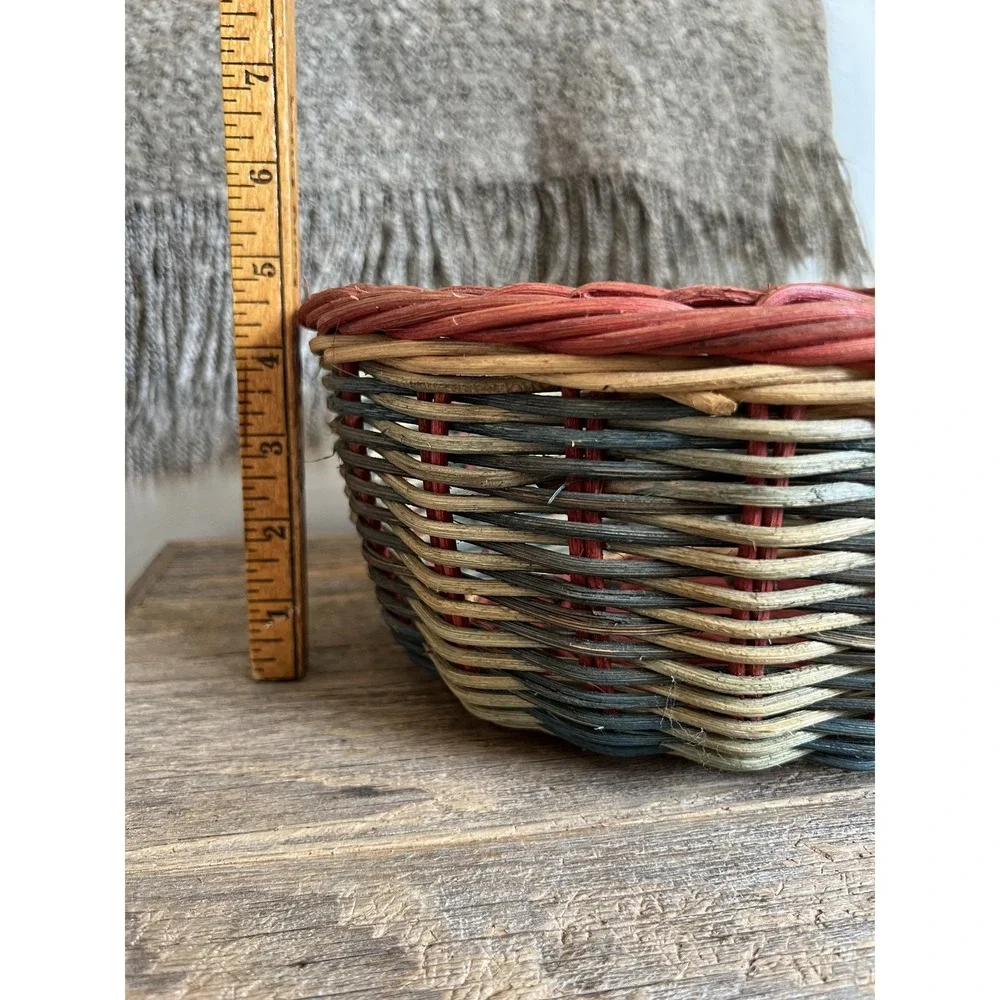 Handwoven Wicker Watermelon Fruit Basket Bowl Oval Country‎ Farmhouse Decor